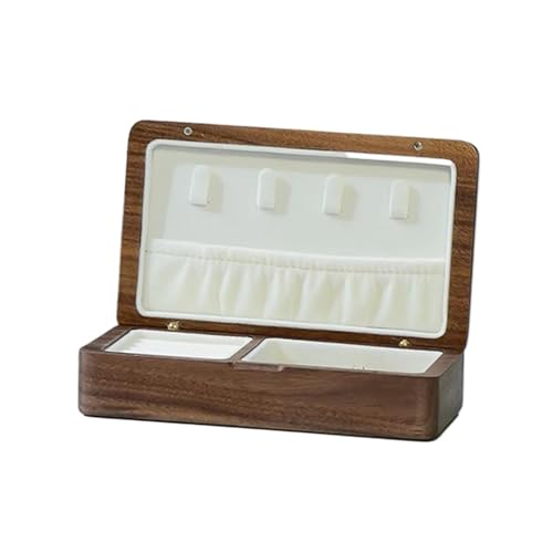 Caja de Madera para Anillos, Caja de joyería Delicada de Nogal, Caja de Almacenamiento para Anillos, Pendientes y Collares, Cajas para Anillos para joyería