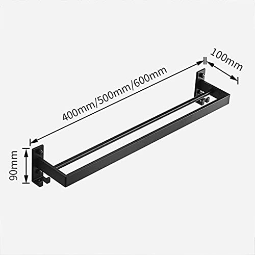 Porte-serviettes double noir mat mural sans perçage pour douche