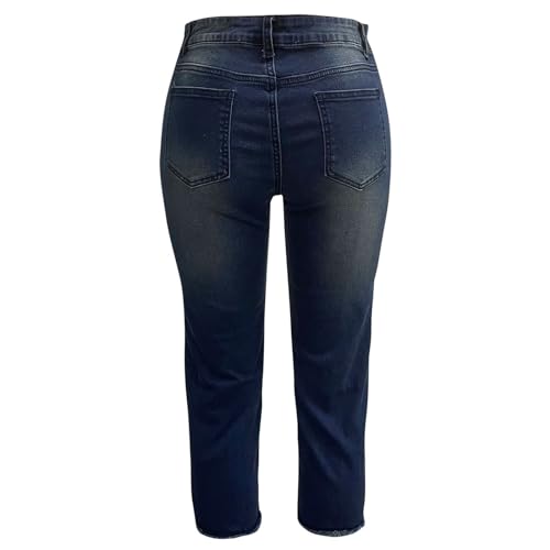 Trendy Womens High Waisted Denim Jean Capri Pants Stretchy Ripped Mom Jeans Crop Leggings for Summer3