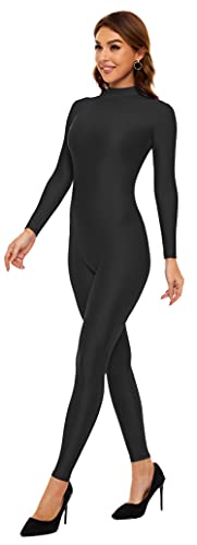 Image of Kepblom Womens Turtleneck Long Sleeve Dance Unitard One Piece Full Bodysuit Costumes