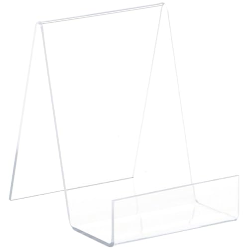 Plymor Clear Acrylic Flat Back Display Easel with 2" Box Ledge, 5.5" H x 4" W x 5" D