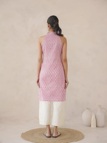 Image of GOODHAND Women Printed Cotton Kurti | Casual Long Kurta | Comfortable Ethnic Wear with Relaxed Fit