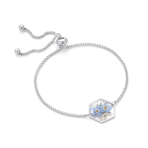 Forget Me Not Bracelet | Handmade Bracelets | Pressed Flower Bracelet For Women Trendy |Dainty Personalized Bracelet | Adjustable