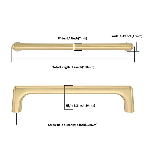 Image of 9BUILD 10 Pack Brushed Gold Cabinet Pulls, 5 Inch Hole Center, Sturdy & Easy to Install, Gold Cabinet Hardware for Cabinets, Cupboard & Drawer