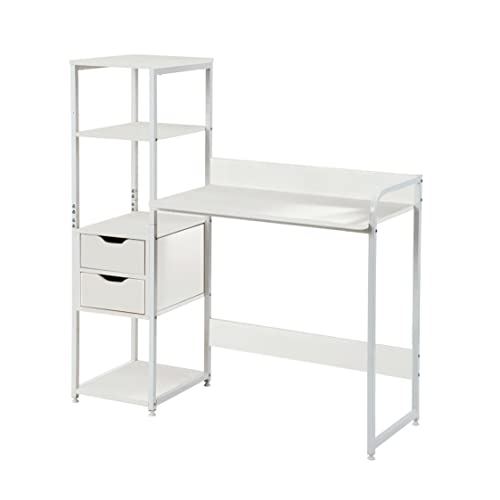 Amazon | パソコンデスク 引き出し付き 3段シェルフ付 幅79cm ラック