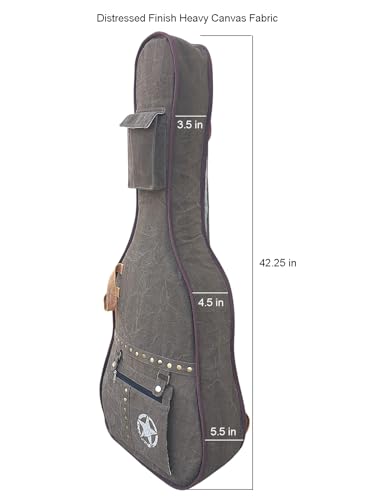 Image of The House of tara Cotton Canvas Fabric Acoustic Guitar Bag Cover for Men and Women | Modern Guitar Case | 100% Cotton Inner Lining | Adjustable Straps | Padded Protection | Zip Pocket (Acorn Brown)