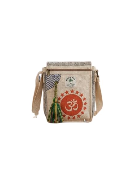 Green Heaven Handmade Hemp Crossbody Sling Bag for Men & Women | Eco-Friendly Canvas Messenger Bag with Adjustable Shoulder Strap Daily Use OM Print Pack of 1-picture-42