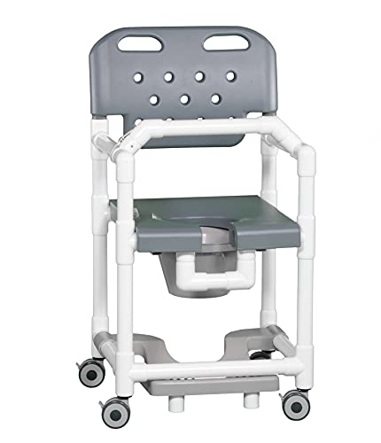 IPU ELT817 P FRLB Elite Shower Chair Commode with Footrest and Lap Bar for use over existing Toilet, Bedside, and in The Shower (Gray)