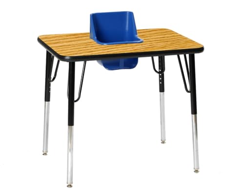 Toddler Tables 1-Seat Feeding Table, Oak Top, Blue Seats