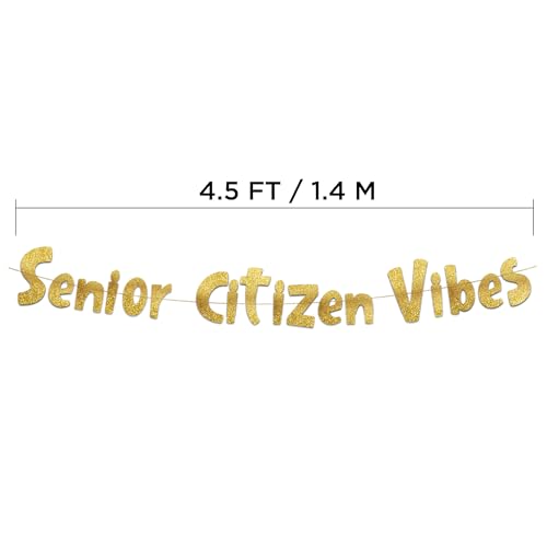 Image of Pre-Strung Senior Citizen Vibes Funny Birthday Gold Glitter Banner - Funny 21st Birthday Decorations for Men and Women - Birthday Party Supplies and Gifts