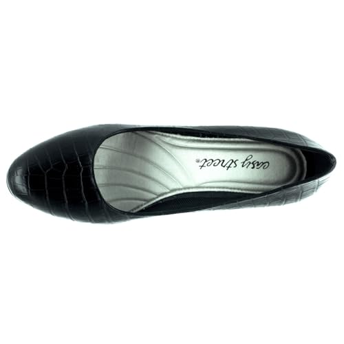 Easy Street Women's Fabulous Pump,Black Croco,8 WW US4