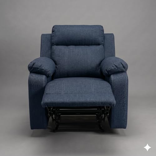 Image of Amazon Brand - Solimo Elira | Single Seater Sofa Recliner | Manual Recliner (Velvet Blue)