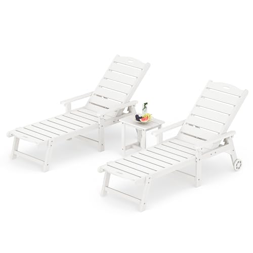 Chaise Lounge Chairs Set with Table, 3-Piece, 79'' Oversized HDPS