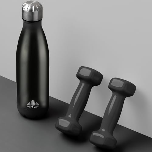 Mont-Clair Stainless Steel Water Bottle, Vacuum Insulated - BPA Free, 12h Hot & 24h Cold Drinks, Metal Water Bottle 750ml Leakproof, Ideal for Adult, Kids, Running - Black