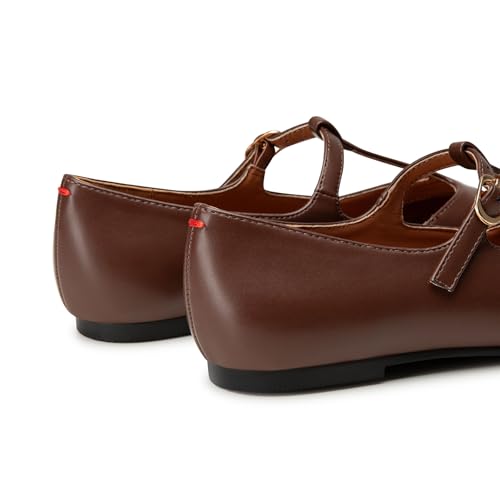 Trary Women's Black Mary Jane T-Strap Ballet Flats, Pointed Toe, Comfortable, Adjustable Buckle, Business Casual, US Size 7-124
