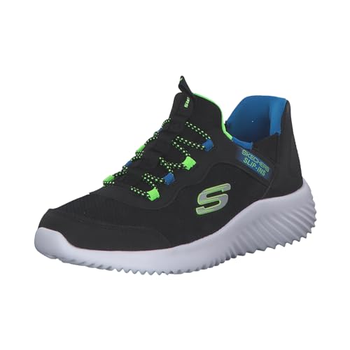 Skechers Boy's Bounder Brisk-Burst Sneaker, Black Blue Lime, 33 EU