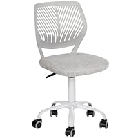 FurnitureR Desk Chair Armless Small Swivel Adjustable, Ergonomic Cute Rolling Lightweight Study Task Chair with Wheels and Fabric Padded Cushion for Teens Children Kids, Light Grey