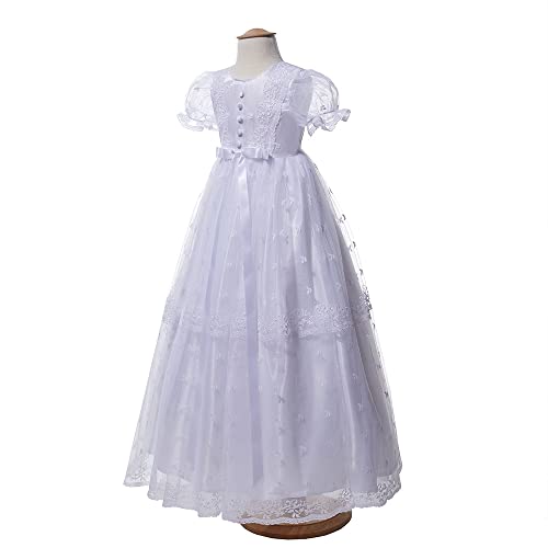 Niubao White Baby Girls Lace Baptism Delicate Christening Gown Infant Dress With Hat For 0-12 Months (Njg22032-9-12M) #TOP2