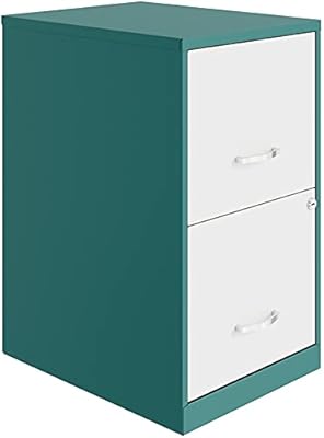 Hirsh Industries Space Solutions 18in. 2 Drawer Metal File Cabinet Teal/White