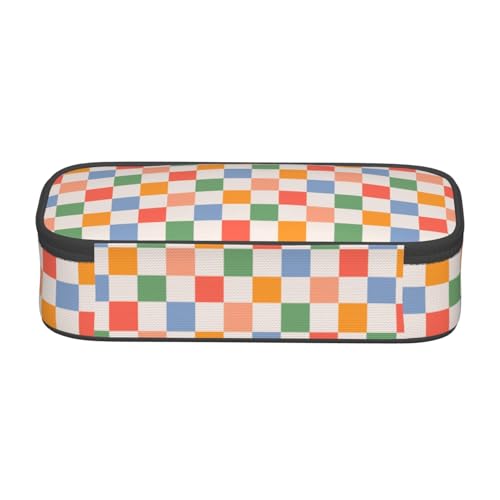 Image of Checkered Vintage 60s 70s Retro Pencil Case Organizer Big Capacity Pencil Pouch Stationery With Zipper School Supplies Pencil Bag For Girls Boys Office, j56tsd