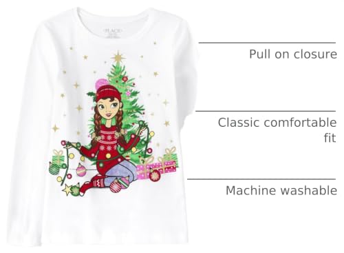 Image of The Children's Place,Long Sleeve Graphic T-Shirt,Christmas Girl,Large (10 /12)