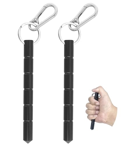 GladTime Kubaton Metal Tactical Keychain Aluminum Safety Keyring Self Defense Weapon with Key Chain Hook 2 Kit