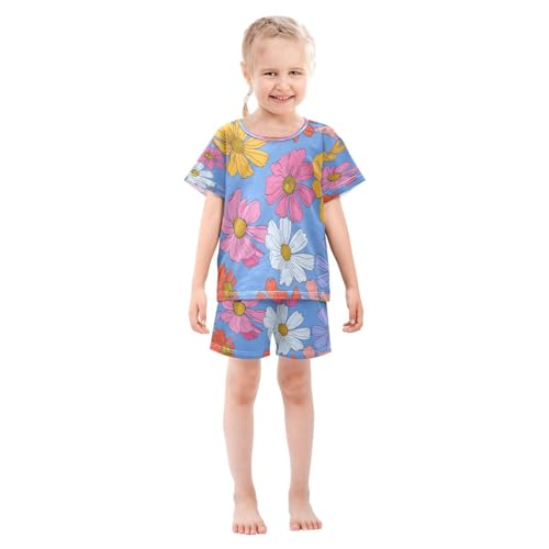 senya Short Sleeve Pajamas Sets Summer Cotton Sleepwear Simple Colorful Flower Species3