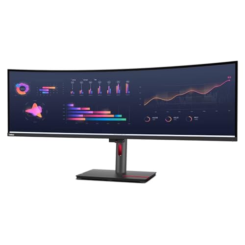 Image of Lenovo - 63DBRAR1US - Lenovo ThinkVision P49W-30 49 Class Dual Quad HD (DQHD) Curved Screen LED Monitor - 32:9 - Raven Black - 49 Viewable - In-plane Switching (IPS) Technology - WLED Backlight - 5120