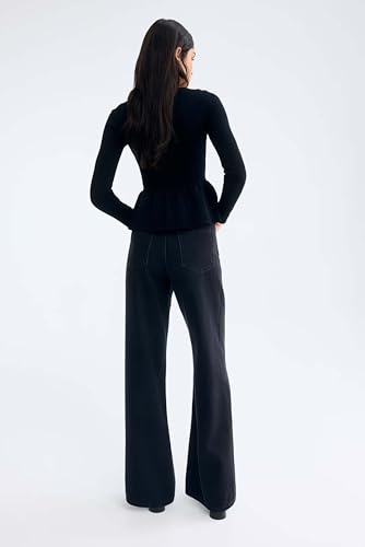 Image of KOTTY Women's High Waist Straight Fit Denim Jeans | Stretchable| Wide Leg & Regular Fit Stylish Wear