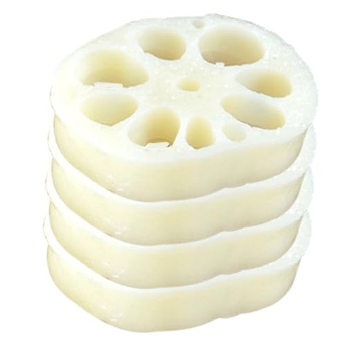 LOLIPPYY 4個 リアルなミニチュア蓮根スライス 精巧な造形 変形しにくい のおままごと インテリア装飾 写真撮影用ミニデコレーション