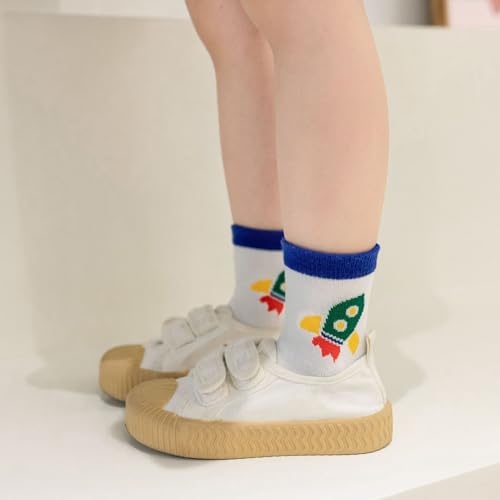 Image of Colourful Socks for Kids, Crew length, Soft Pure Cotton, Lightweight & Breathable, 1 to 9 Years, Pack of 5, Designer socks
