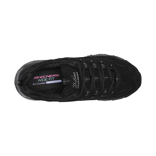 Skechers womens Dlites-play Wide Fashion Sneaker, Black, 10 Wide US