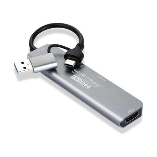 ELUTENG Capturadora Video HDMI 4K a USB A/C 3.0 Tarjeta Capture 1080P HD Grabber de Audio de Video para Juegos Transmisión Enseñanza Videoconferencia Compatible con PC Switch PS5 Xbox MacBook iPad