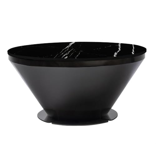 Image of Wakefit Espresso Coffee Table I Marble Finish I Vitrified Tile Top I Colonial Black