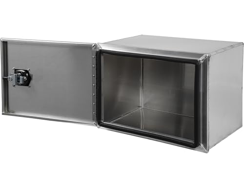 Image of Buyers Products 1705401 Pro Series 18x18x24 Smooth Aluminum Underbody Truck Tool Box, Single Barn Door, Compression Latch, 0.125 in Thick, Rain Gutter & Bulb Seal, Bolt-On Stainless Hinge