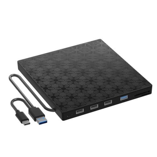 Hipzeepo Unidad de DVD Externa USB 3.0 Tipo C, Reproductor de DVD Portátil USB C, Grabadora de CD-RW Externa, Lector para Portátiles y PC de Escritorio.