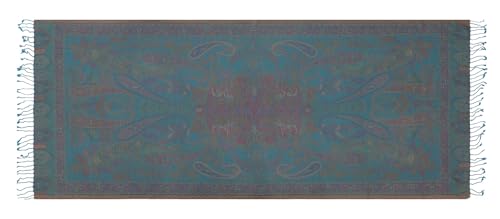 Image of EH KANI GOLD & JAMAWAR SILK SUPER SOFT FLORAL & PAISLEY PASHMINA STOLE SCARF