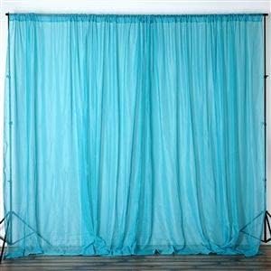 lovemyfabric Sheer Chiffon/Georgette Stage Backdrop, Drape, Curtain for Wedding, Reception, Special Events Wall and Window Decor (Aqua, 56"X108")