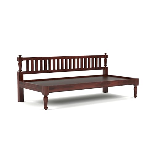 Image of PS DECOR Sheesham Wood Sofa 3 Seater Sofa Cum Diwan Bed Included mattres Without Pillow for Home Living Room Hotels - Mahogany Finish | 3-Person Sofa