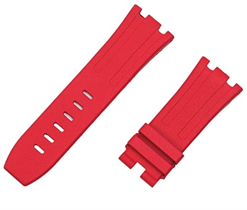 Bracelet montre silicone 28mm rouge pour Audemars Piguet AP 15703 boucle argenté