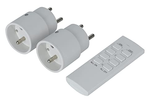 Electraline 48502 Prise électrique télécommandée (2 pièces) sans fil pour contrôler à distance (70 mètres de portée max) lampes, appareils ménagers...