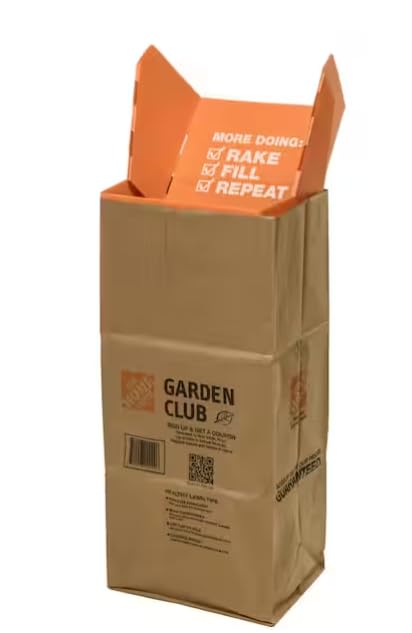30 Gal. Leaf and Lawn Chute Plastic Insert Trash Bags + Home Depot Heavy Duty Brown Paper 30 Gallon Lawn and Refuse Bags for Home and Garden (5 Bags)