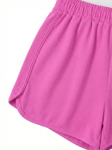 Image of Girls 2 Piece Summer Outfits Graphic Tee and Elastic Waist Shorts Set Activewear White Pink 9-10 Years