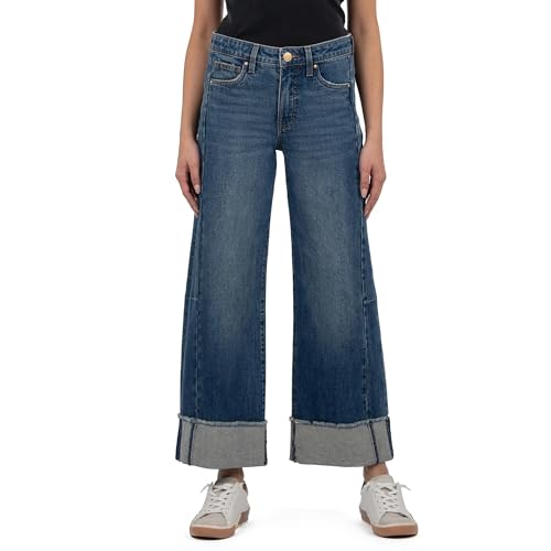 KUT from the Kloth Women's Meg High-Rise Fab Ab Wide Leg Roll Up