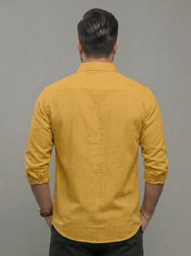 Image of NexaFlair Men's Regular Fit Solid Pattern Laffer Cotton Shirt with Long Sleeve Collared Neck Standard Length and Button Down Closure Type | Mens Casual Shirts | Man's Formal Shirts
