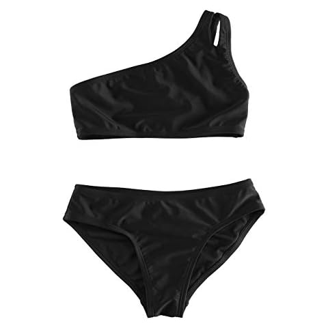 DAYU Girl's One Shoulder Bikini Set Cover