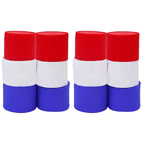 Tofficu Christmas Decor 12 Pcs Crepe Paper Rolls Colored Streamer Paper Party Decorations For Birthday Wedding Festival Ornament Supplies (White+ Red+ Royal- Blue) Halloween Decor #TOP28