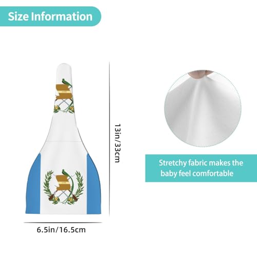 Newborn Baby Hat, Flag of Guatemala Print Soft Top Knot Beanie Cap, Cute Baby Headwear for 0-6 Months Black4