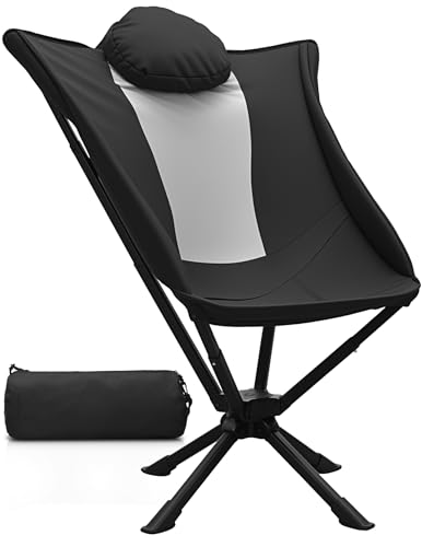 East Oak Swivel Camping Chair – High-Back Portable Folding Chair