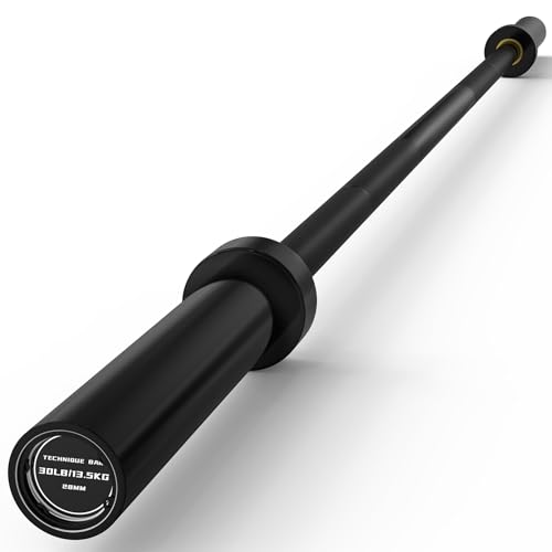 PAPABABE Olympic Barbell, 6ft Barbell for Strength Training and Technique Adjusting, 2 inch Olympic Bar with Volcano Knurling Spin Sleeves Comfortable Grip for Bench Press Curls Deadlifts home gym Beginner Black